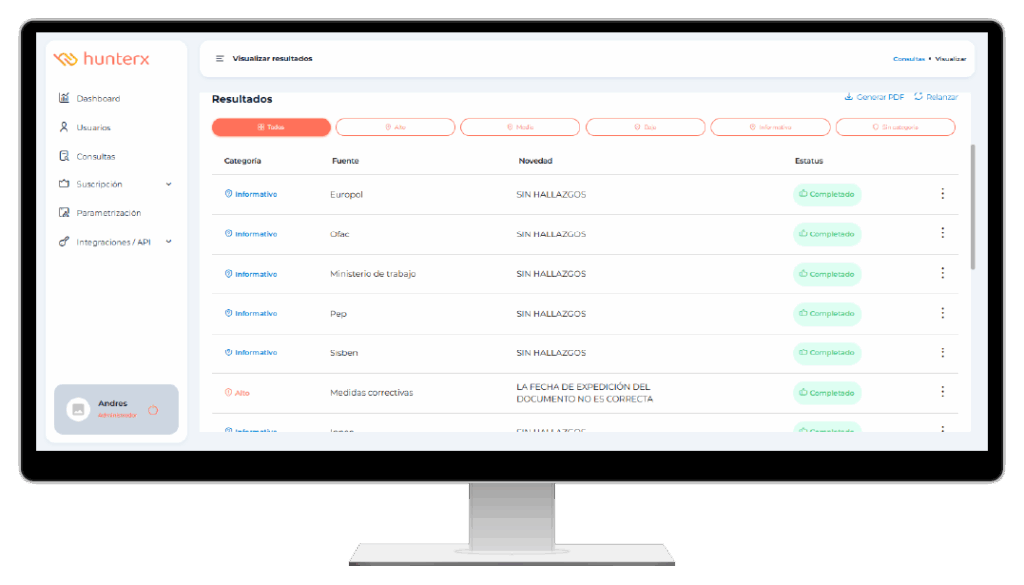 Servicio de verificación de antecedentes segura, HunterX